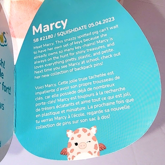 MARCY 🐷 🪽 FTM ☆ Flying Pig w Glitter Wings & Fur Original Squishmallow ☆ NWT ☆ - Picture 4 of 8